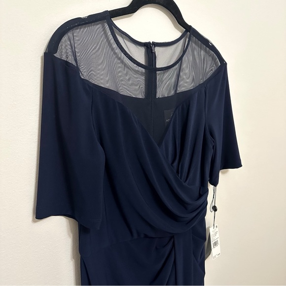 NWT Adrianna Pappel Jersey Draped Cocktail Dress US 8 Midnight Gown AP1E207924 - Picture 3 of 12